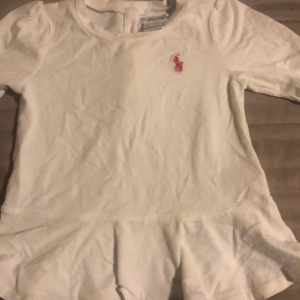 Girls white polo shirt with the pink horse